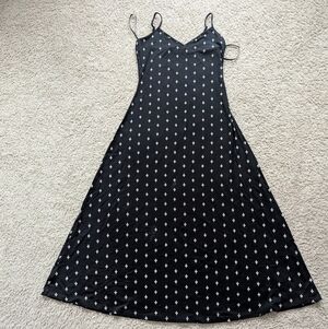 LOFT NWOT Black Patterned Maxi Strappy Dress